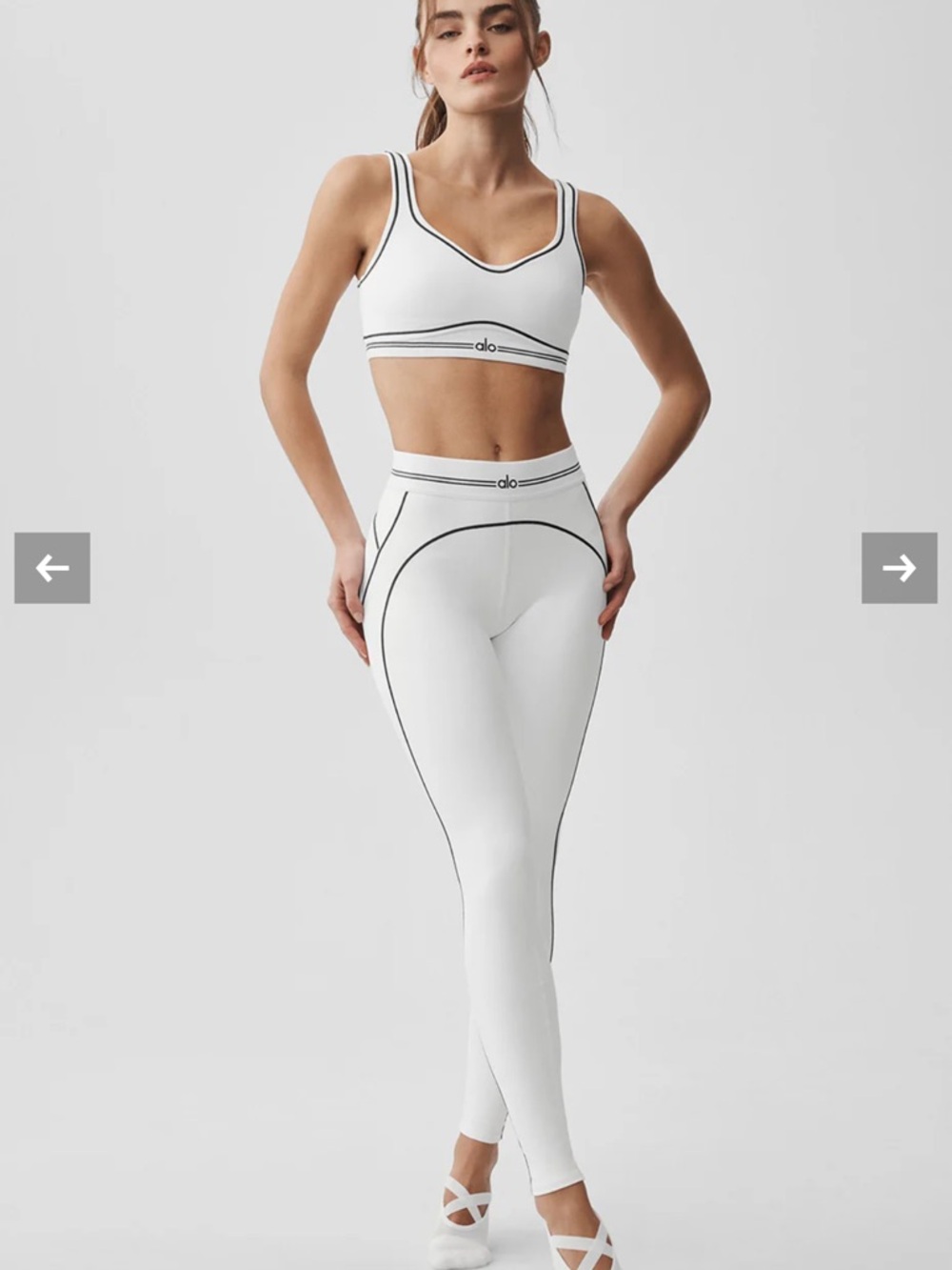 Alo White Contour Sports Bra and Leggings Set